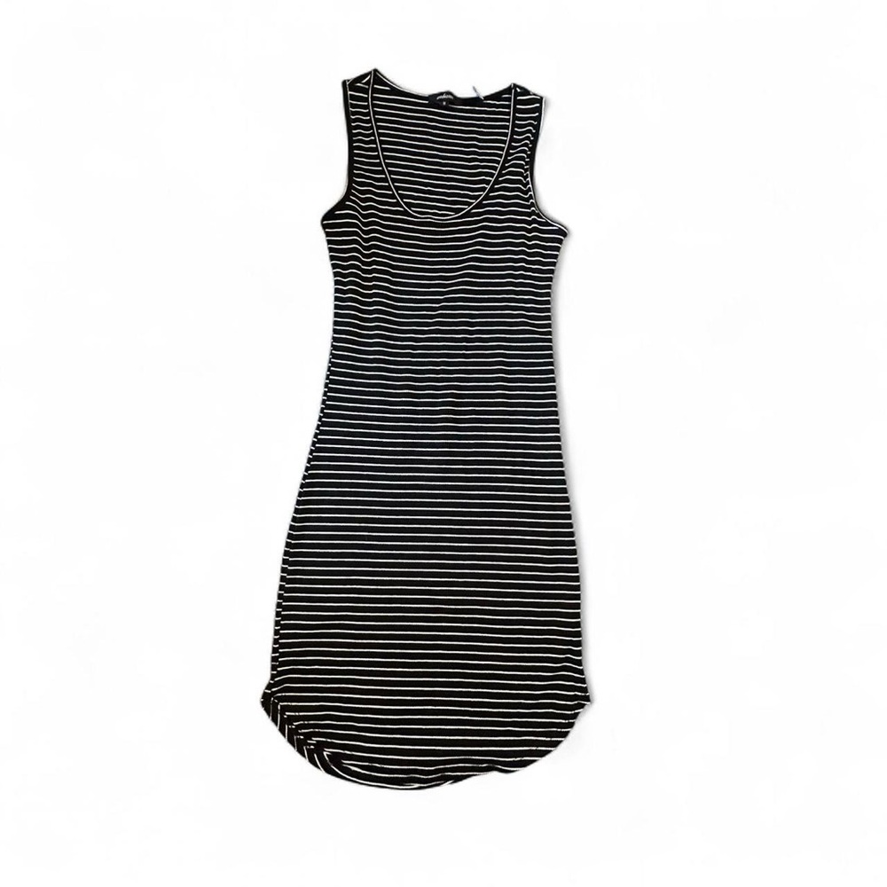 Striped Black and White Sleeveless Dress nwt ambiance stretchy dress ribbed